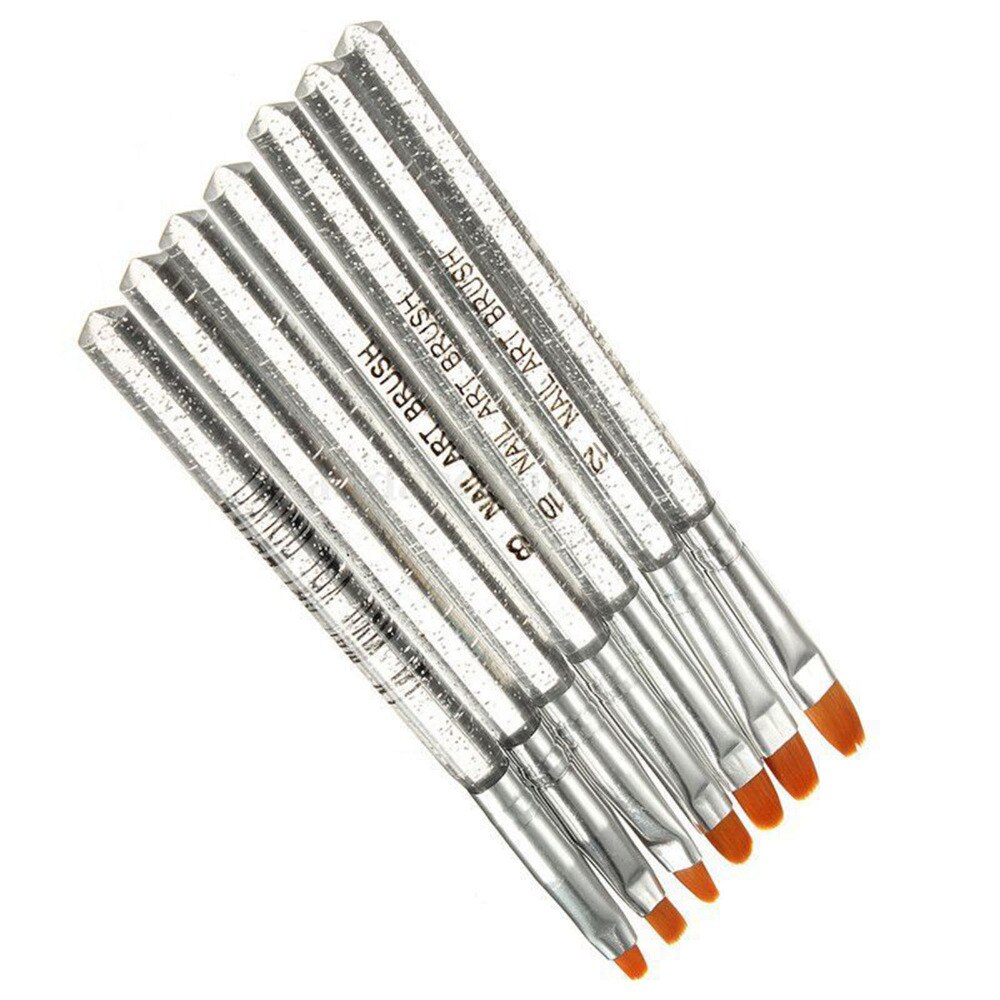 7 stks UV Gel Acryl Crystal Nail Art Builder Salon Schilderen Brush Pen Set Schoonheid