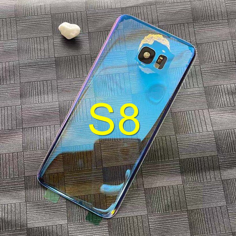 Clear Cover For Samsung Galaxy S8 S9 Plus S10 5G Back Battery Cover Rear Housing Door Glass Panel With Camera Lens Replacement: S8-BlueClear