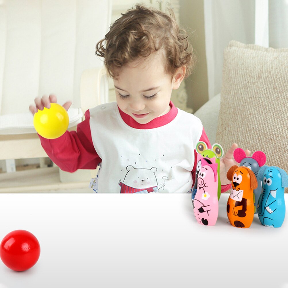 Parenting Wooden Bowling Ball Skittle Outdoor Games Toys For Children Friends Home Party Accessories Sport Developing Kids Games