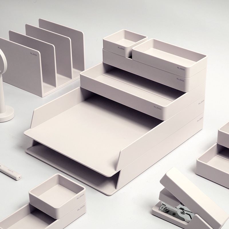 A Set ABS Desktop Office File Storage Box Document Trays Desk Organizer set Office