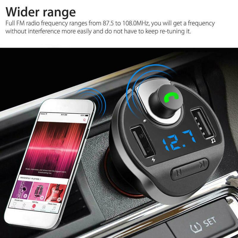 Car Bluetooth FM Transmitter Wireless Radio Adapter USB Charge Port Handsfree