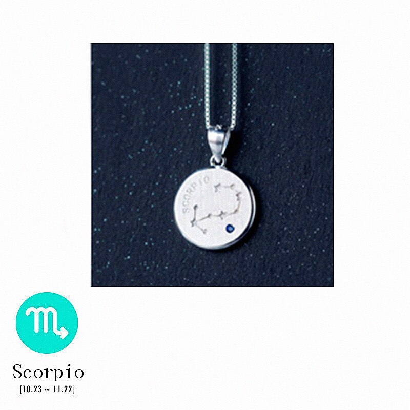 Inzatt 925 sterling sølv minimalistisk rund konstellation vedhæng halskæde til kvinder fine smykker choker box kæde fødselsdag: Skorpion