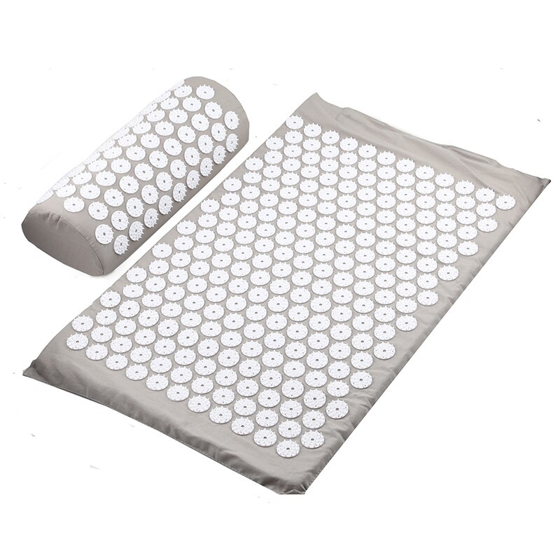 Cojín de masaje Yoga estera de acupresión cuello parte trasera del pie masajeador dolor alivio de estrés masaje con acupuntura Pad: Grey set