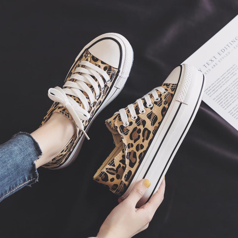Forår hvide platform sneakers kvinder sko tyk sål snøre flad åndbare høje hæle fritidssko canvas sneakers leopard
