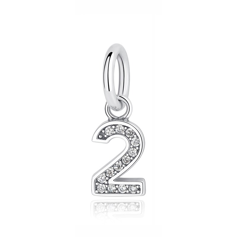 Original 100% 925 Sterling Silver Charm Bead Number One Nine Pendant Charms Fit Bracelets Necklaces Diy Women Jewelry: 2