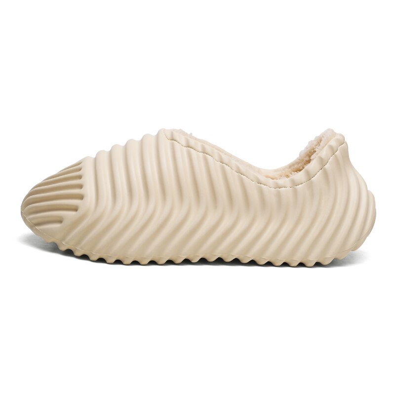 Warm Alien Skeleton Shoes For Men Winter Comfortable Slip-On Slides Slippers Outdoor Walking Fur Sneakers Male Chaussures: Beige / 40