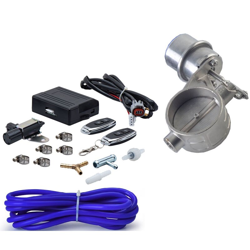 Exhaust Control Valve Set Cutout 2"/2.36"/2.5"/2.75" Pipe Close Style With Vacuum Actuator with Wireless Remote Controller Set: 2 5inch 63mm