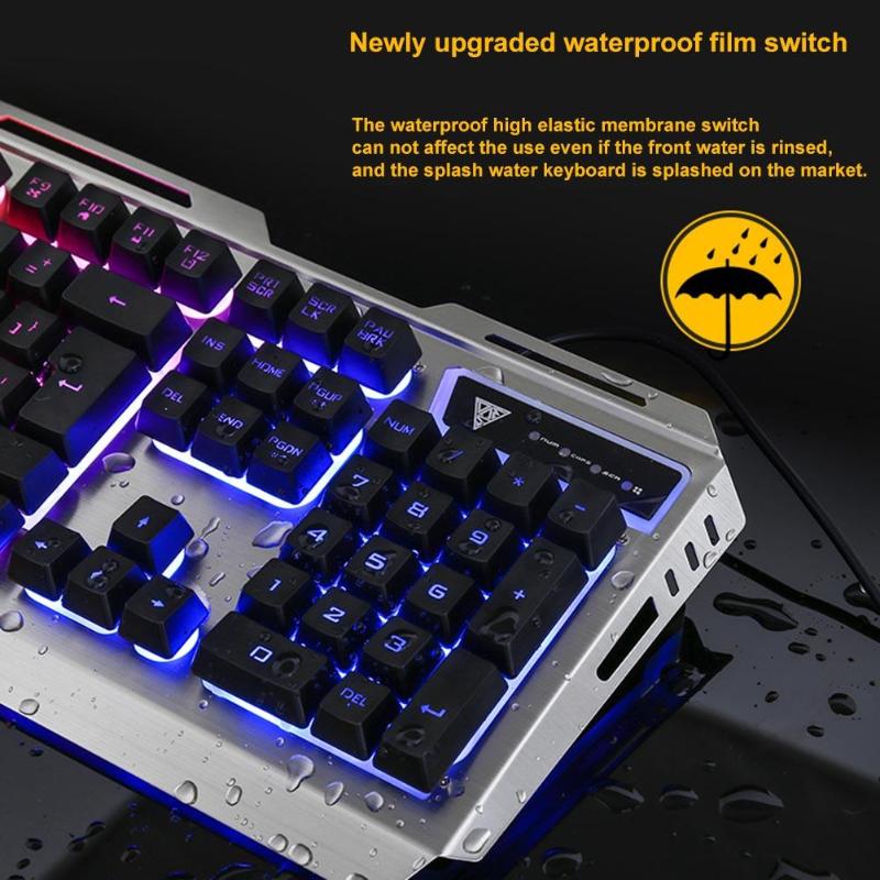 Mus tastatur sett  v1 kablet bakgrunnsbelyst opplyst usb gaming tastatur 3200 dpi gaming mus gamer bærbar datamaskin gaming mus