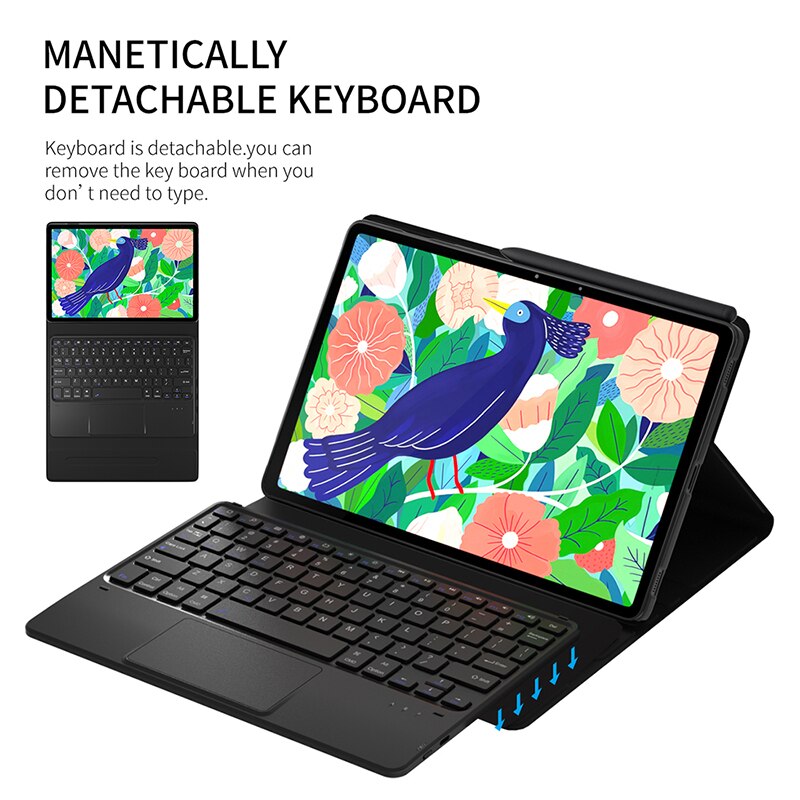 Case for Samsung Galaxy Tab S7 11'' Keyboard Case Tab S7 Plus 12.4'' Cover English Layout Pen Slot holder Bluetooth Keyboard