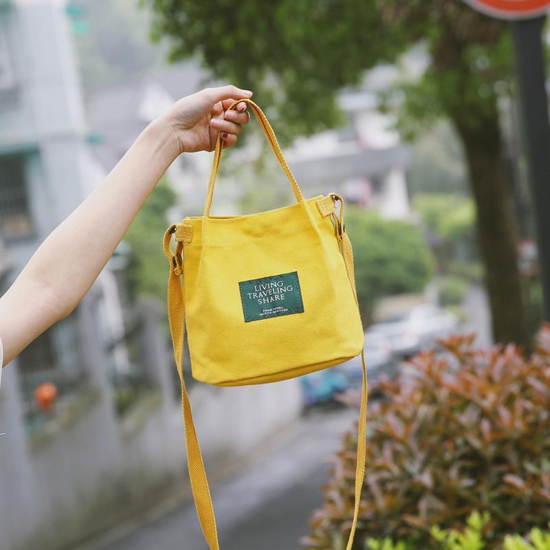 Canvas Bag Female Korean Style Totes Messenger Bag Casual Small Mini Handbag Shoulder Bags Female Bucket Bag Handbags Women Bags