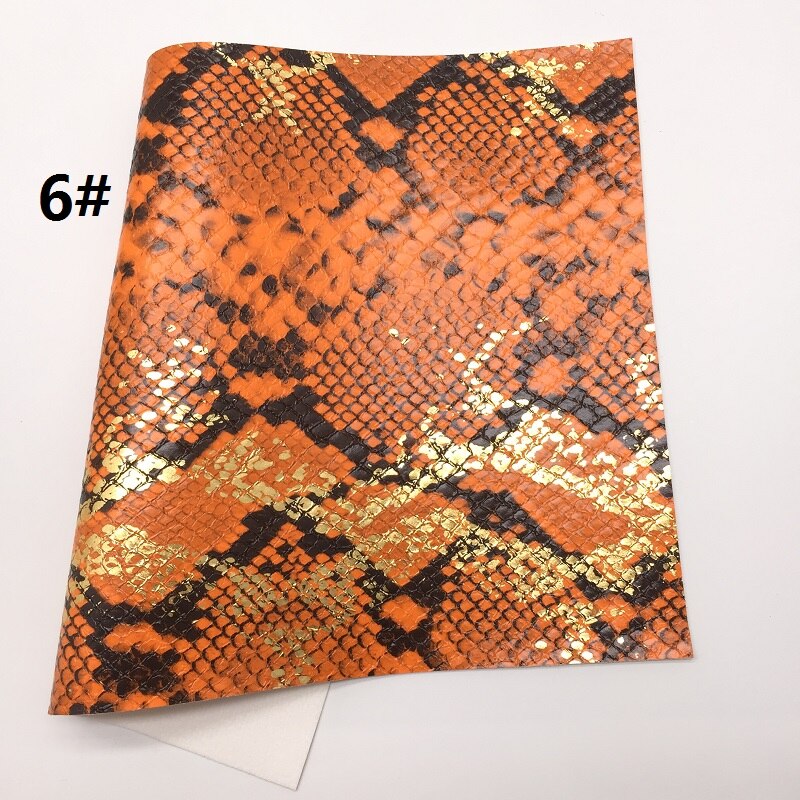 Tela metálica de piel sintética de serpiente, hojas de cuero sintético, para hacer lazos, R2033A, 21x29cm, 1 unidad: 6