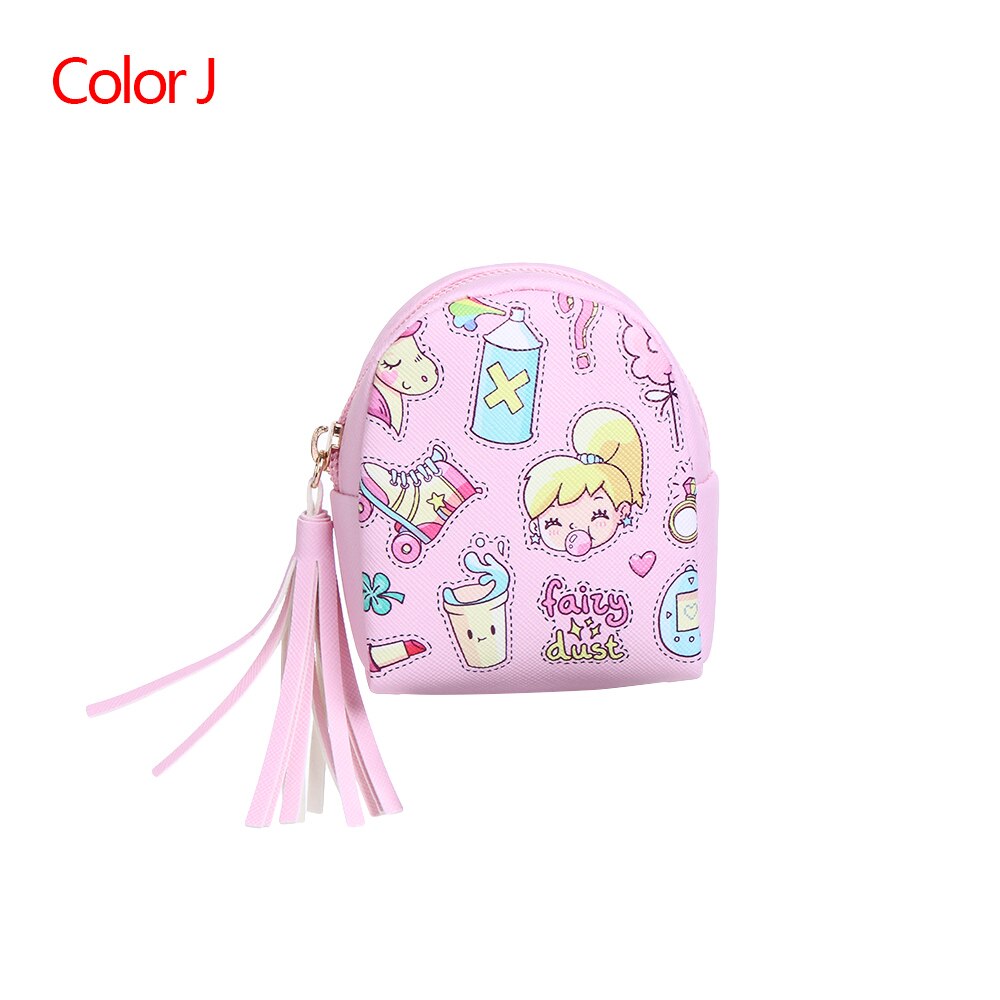 Monederos creativos de unicornio para mujer, Mini bolsa con de estampado Digital, colgante de borla, monedero de caballo de arco iris, bolso de la tarjeta llave: J