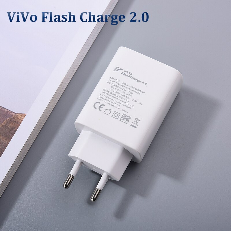 Original Vivo 33W Fast Charger EU Flash Charge 2.0 Wall Adapter For VIVO X30 X60 X27 Pro Y31S S10 S9 S8 S7 iQOO Neo 855 OPPO R17