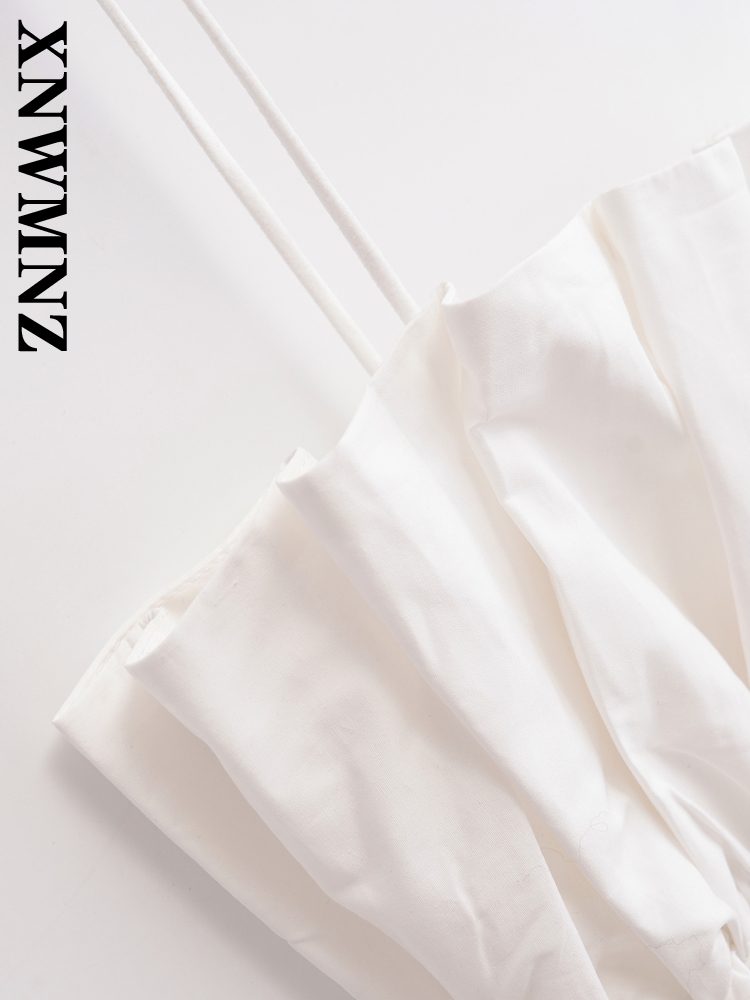Xnwmnz dam sommar sexig väst damliknande kort ärmlös tunn linne smal enfärgad volanger resårband t-shirt