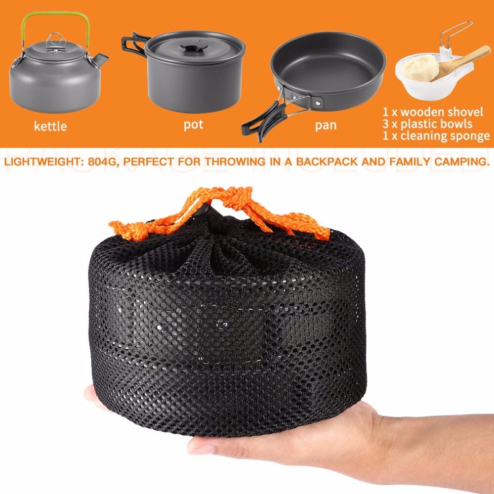 Outdoor Camping Kookgerei Mini Pot Pannen Waterkoker Bowls Non-stick Set Wandelen Backpacken Picknick Bestek Gebruiksvoorwerpen Trekking Reizen