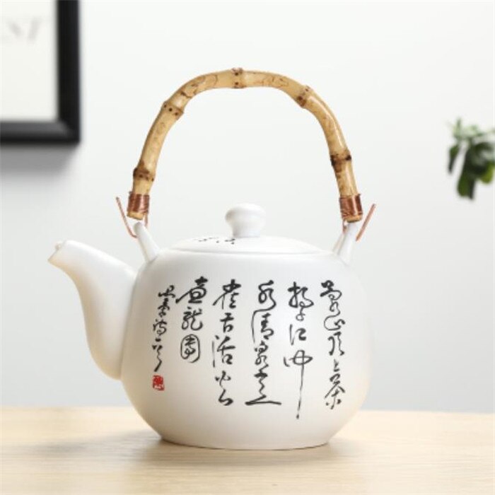 Théière en céramique chinoise traditionnelle peinte à la main, porcelaine bleue et blanche, théière haute température, bouilloire Kung Fu, ornements: 19
