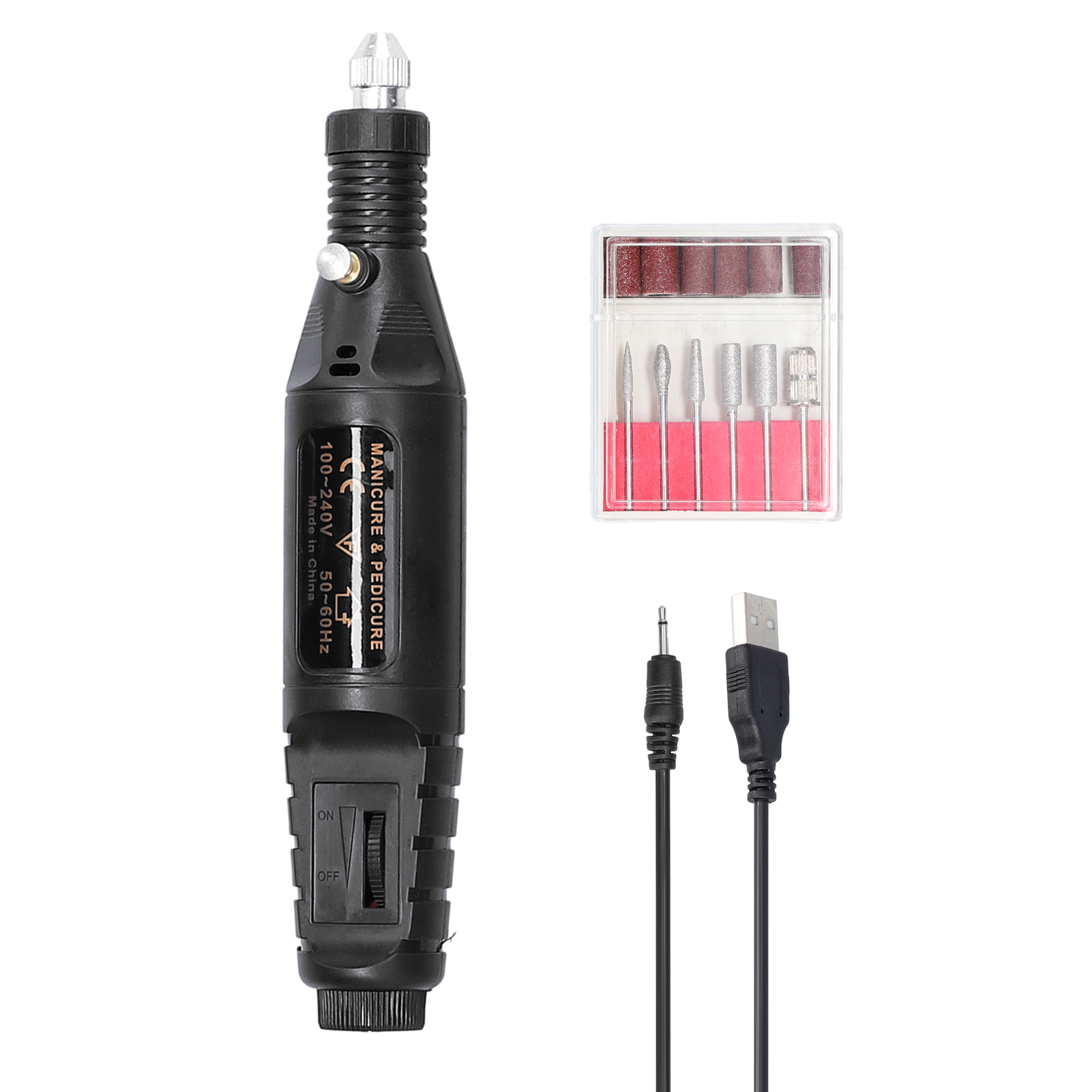 Handheld Mini Electric Grinder Nail Gelatum Removing Tool Polishing Machine Speed Adjustable Grinding Rotary Tool Kit: Black