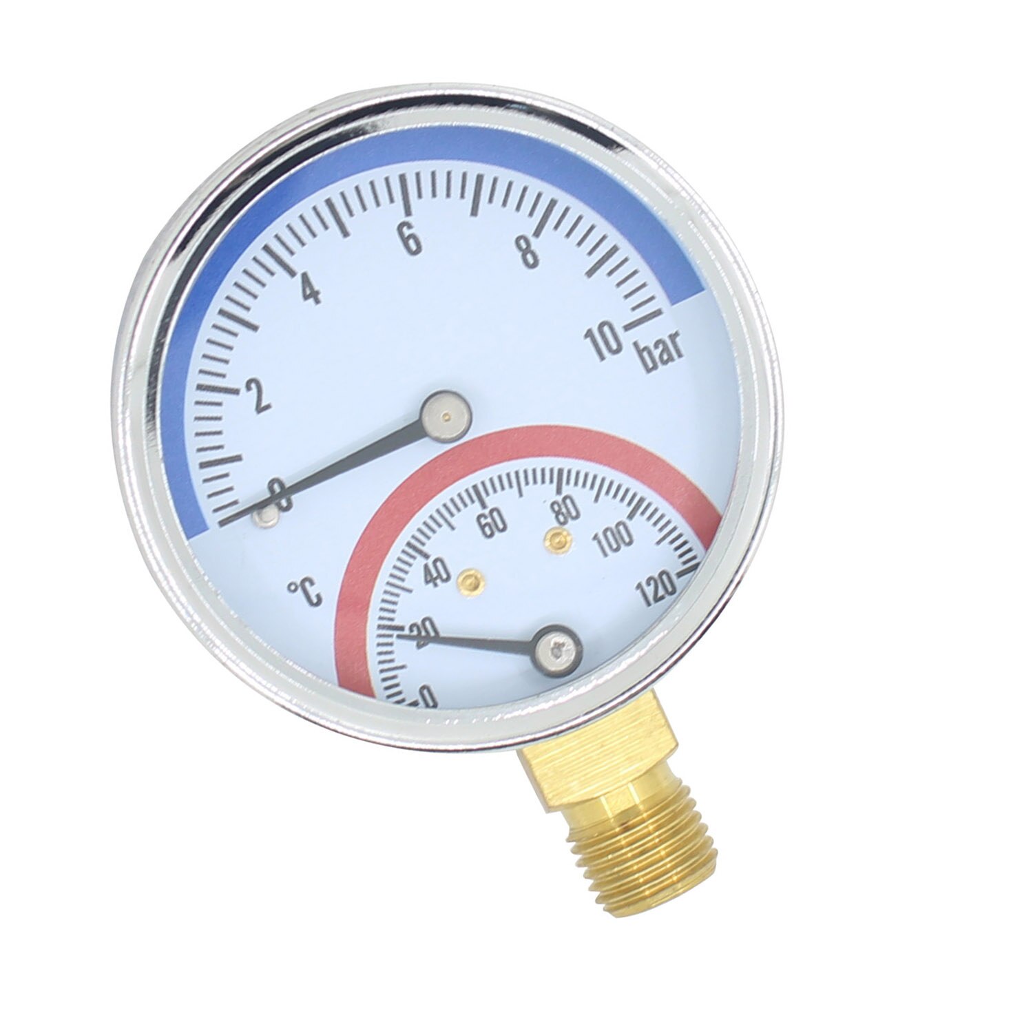 1/4" Temperature Pressure Gauge Thermometer Monitor Dual Display Floor Heating Meter Male Thread