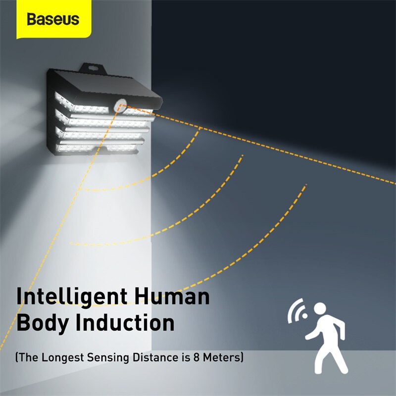 Baseus lampa doprowadziło na energię słoneczną zewnętrzny czujnik PIR czujnik ruchu światła uliczne wodoodporna lampa ogrodowa Solor moc lampy na dziedzińcu