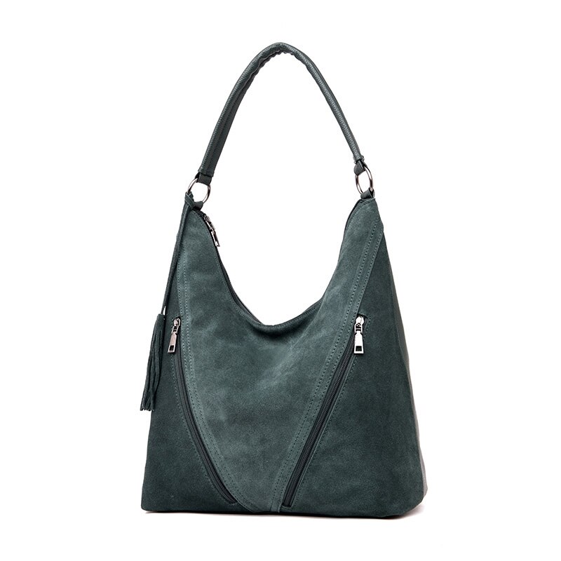 Vfemage Lederen Handtassen Vrouwen Tassen Vrouwelijke Suede Schouder Crossbody Tas Dames Tote Vrouwen Hobos Top-handvat Tassen Sac: Green