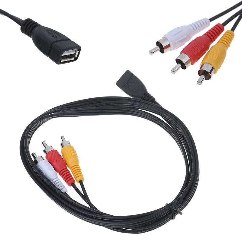 Adaptador de Vídeo A/V para videocámara, adaptador práctico de 5 pies/1,5 m USB 2,0 hembra A 3 RCA macho, ideal para equipos AV,