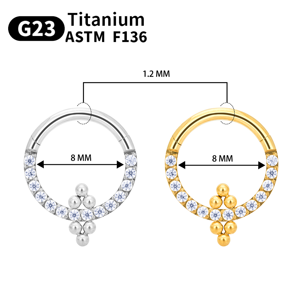 Pendientes de aro para Piercing para mujer, hélice con bisagras para cartílago G23, cuentas de titanio CZ, anillos para la nariz, segmento con bisagras, cartílago del trago de la oreja, 1 Uds.