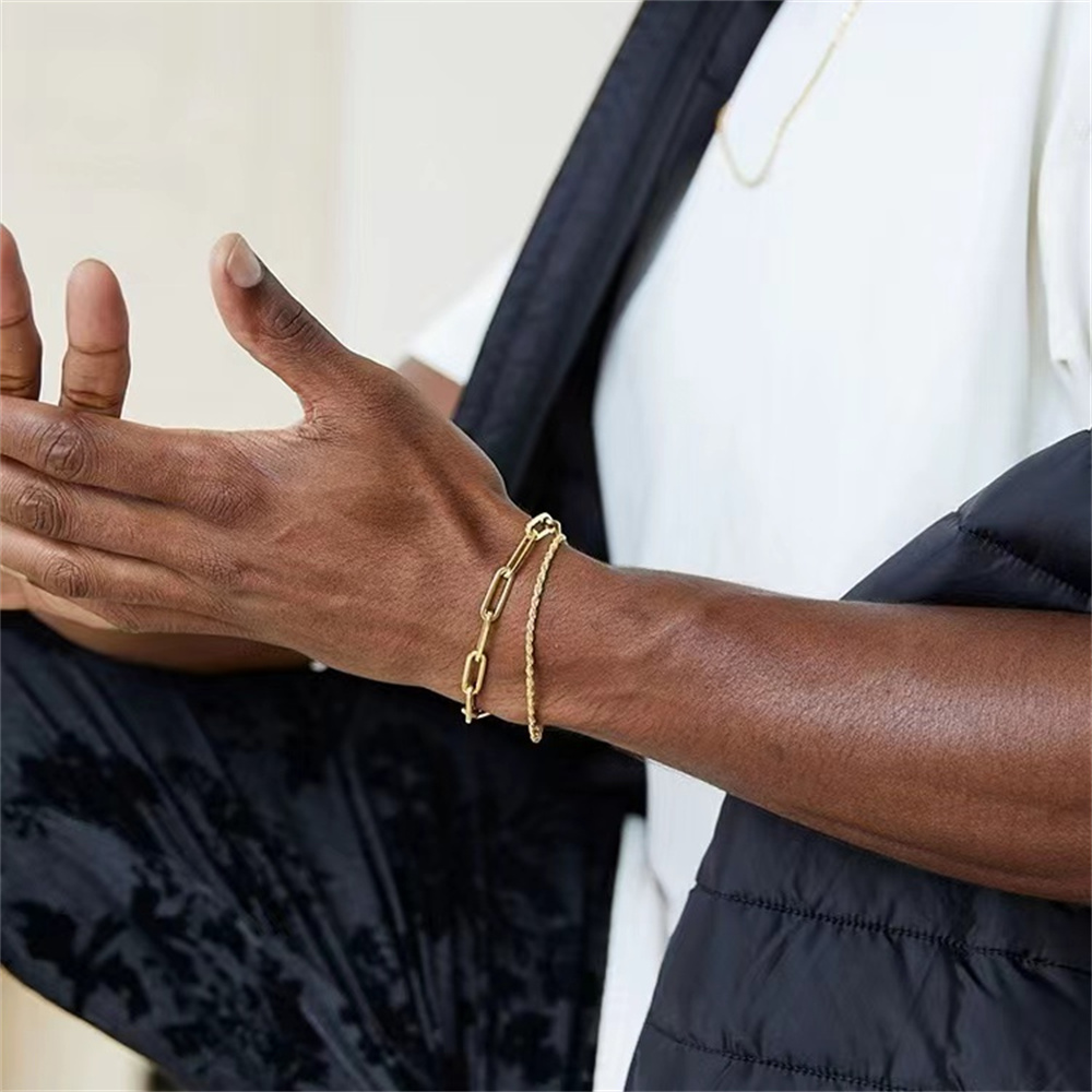 Meerlagige Titanium Stalen Ketting Armband Mannen Goud Kleur Twist Ketting Rvs Armband Party Sieraden Armband Voor Vrouwen
