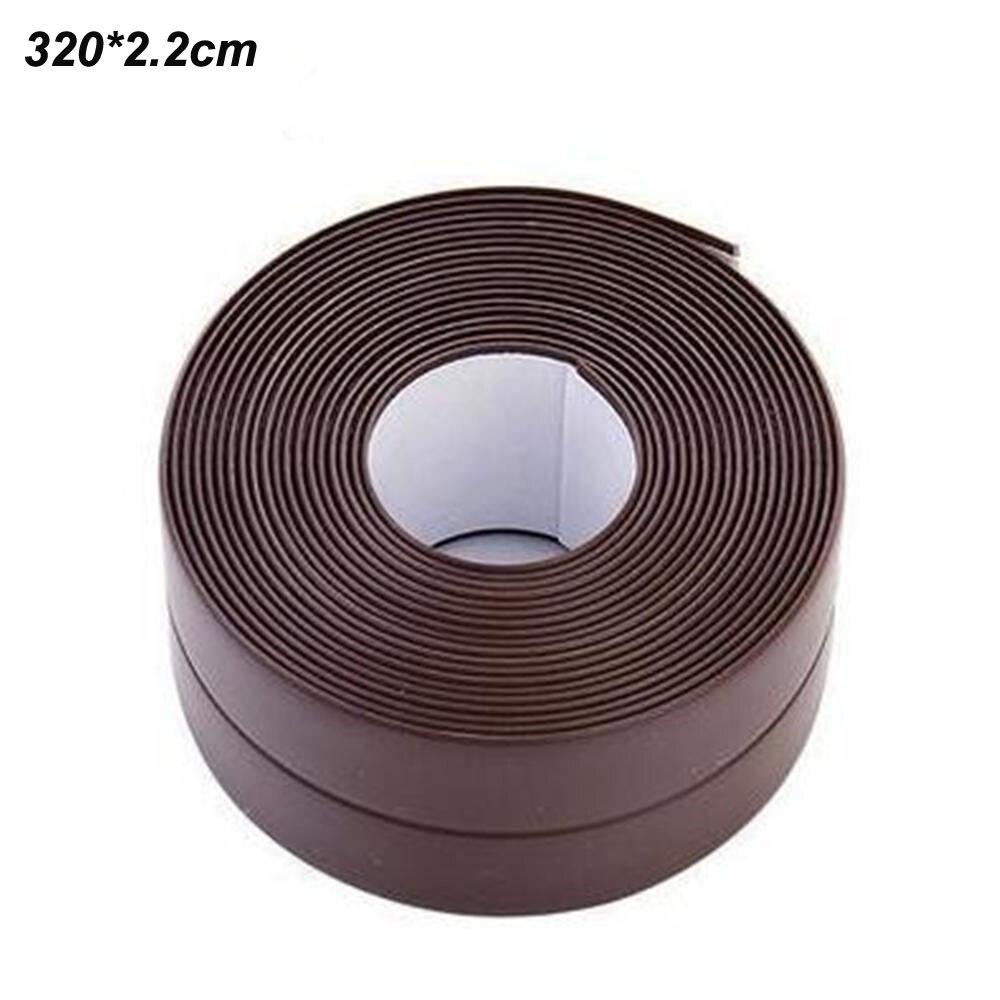 3.2m*22mm Self Adhesive Tape Waterproof Anti Moisture Bathroom Mosaic Wall Sticker Kitchen Stickers Sink Door Window Slit Strip: brown 320cm type 1