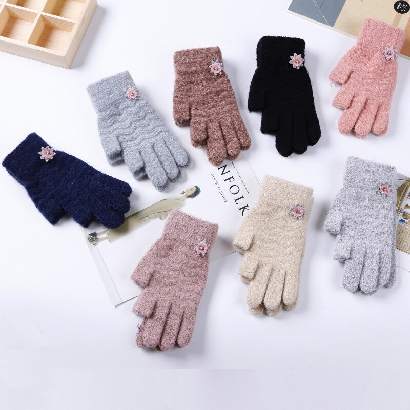 OIXEYA 5 Paar Kinder Handschuhe Winter - Gestrickte Vollfinger-Handschuhe 5-10 Jahre