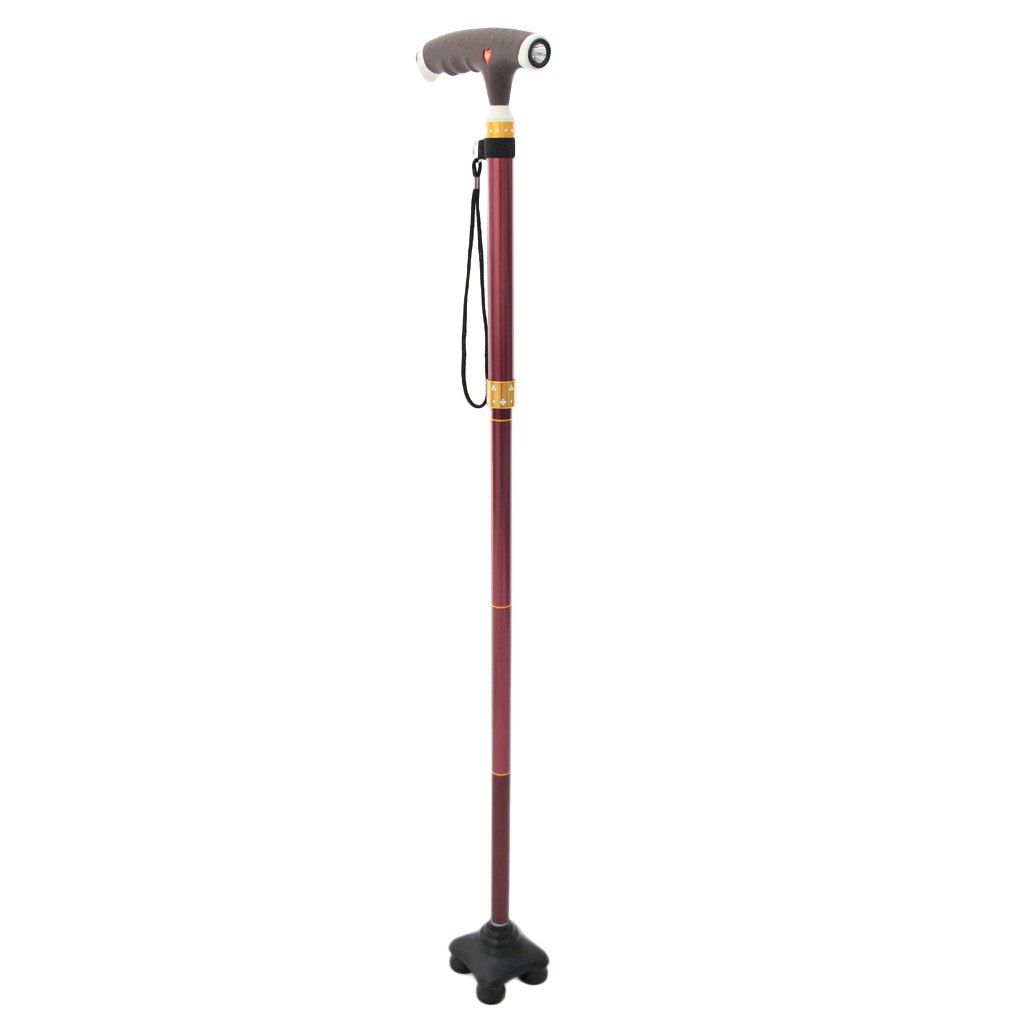 Folding Walking Stick Height Adjustable Led Lightweight Cane Quad Non-slip