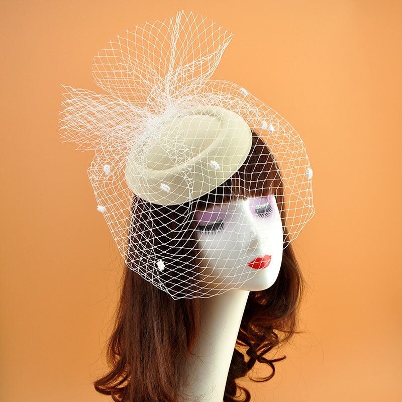 Sombrero de velo negro para mujer, tocado de lana vintage, sombrero de boda, , pastillero, tocados elegantes