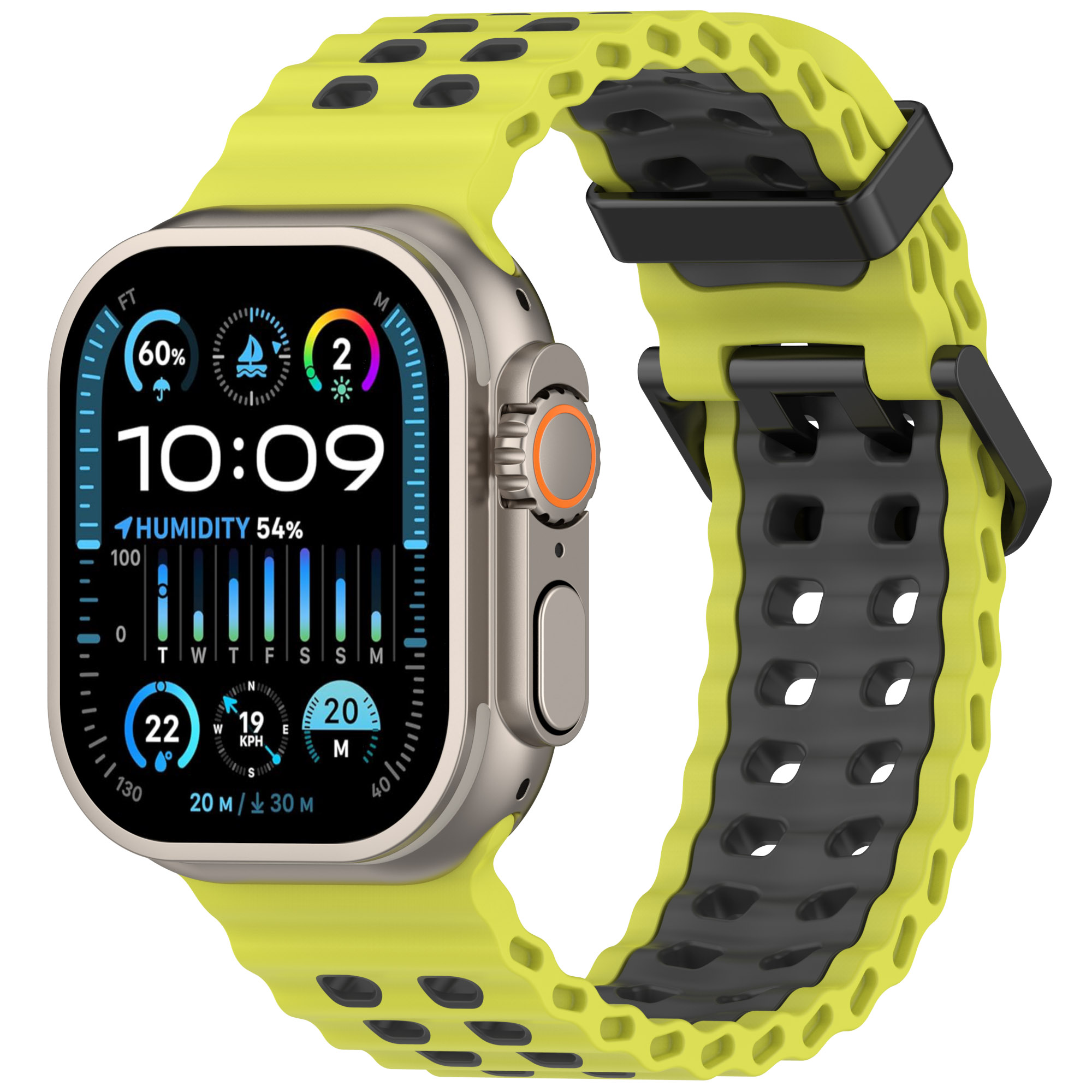 Pulseira esportiva de silicone oceano para apple watch ultra 2 49mm série 10 9 8 7 6 5 4 3 se 46mm 45mm 44mm 42mm pulseira de dois tons: Azul escuro Preto