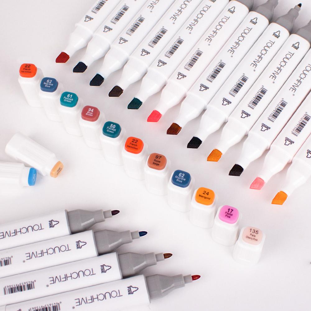 TOUCHFIVE Markers for Drawing 30/40/60/80/168 Colors Alcohol Based Art Marker Dual Tip Brush Pen Manga lettering Calligraphy Pen