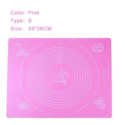 Silicone Pastry Baking Mat Extra Large Non Slip with Measurement Non Stick Baking Dough Rolling Mat Pizza Cookies Kneading Matts: Pink-S