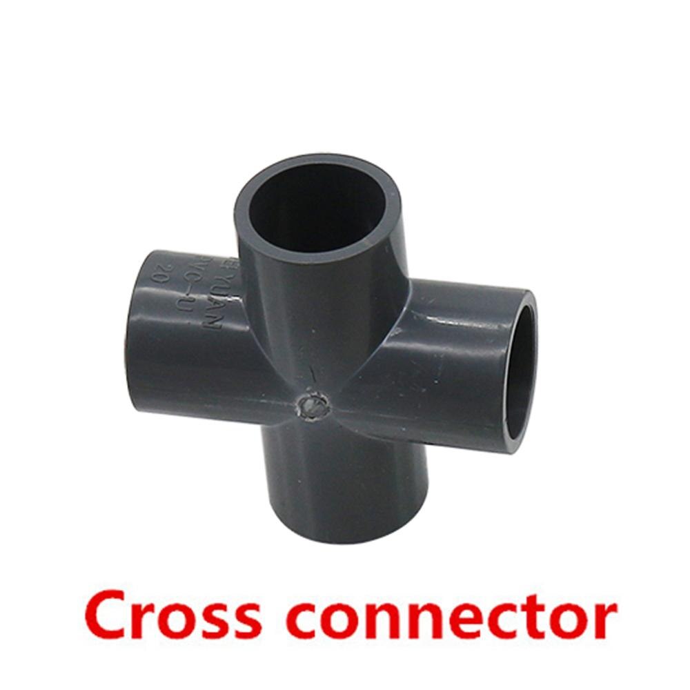 Grey PVC Pipe Connector Inner Diameter 20mm Pipe Connector Garden Water Pipe Joint Adapter Elbow Straight Cross Tee Couplings: Cross connector