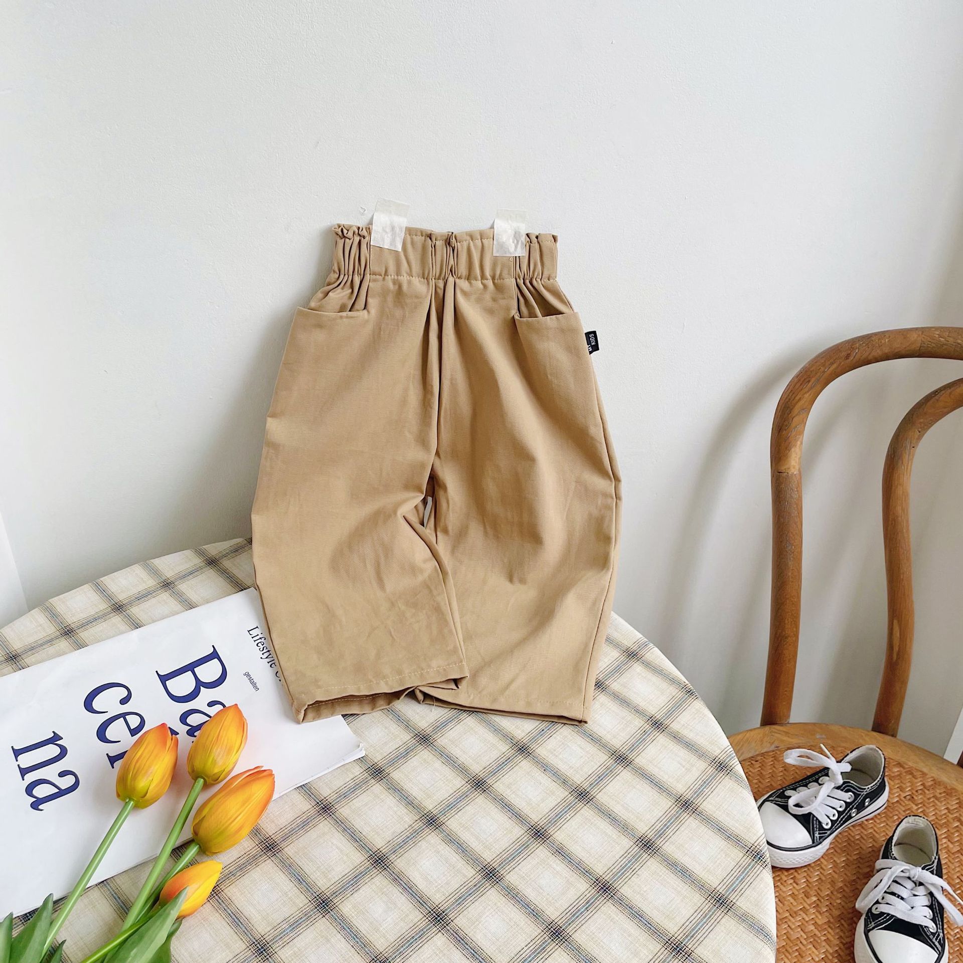 8948 pantaloni per bambini autunno nuovo 2021 pantaloni per bambini coreani due colori lavati Tobykid Casual Spot pantaloni da ragazzo pantaloni da ragazza in cotone: khaki / 130cm