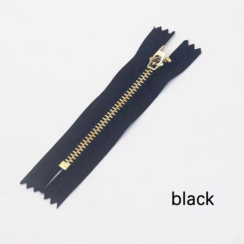 5 pièces 4 # Jeans fermeture éclair laiton métal fermeture autobloquante fermeture noir bleu 10/13/15/18cm tailleur bricolage vêtements sac couture Accessori: Or / Option3