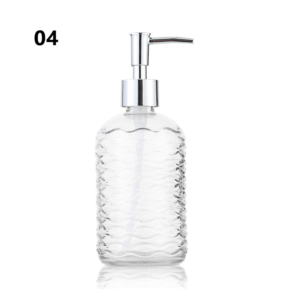 450ml glas vintage manuelt tryk flydende sæbedispenser badeværelse vask tilbehør stor kapacitet skridsikker hvid sølvfarve: 4