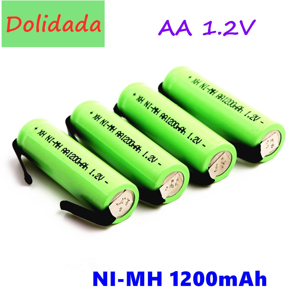100% Original 1.2V AA battery 1.2V Rechargeable Battery, 1200mah, AA NiMH, with Solder Pins, DIY Electric Toothbrush Shaver