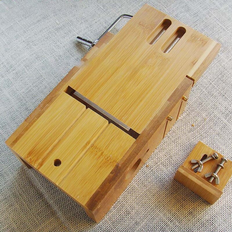 Multi-function Practical Wooden Soap Cutter Loaf Mold Soap Making Cutting Tools with Soap Beveler Planer Wire Slicer DIY