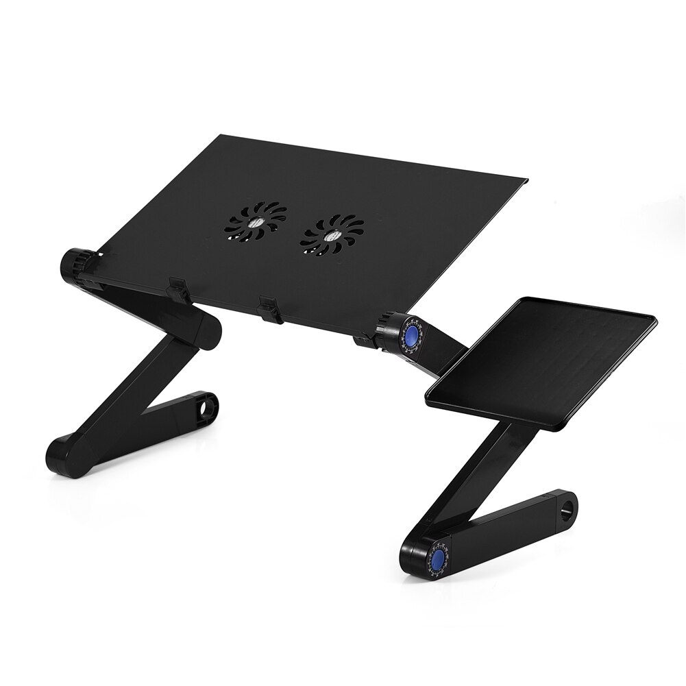 360° Adjustable Foldable Laptop Desk Table Stand Holder Built-in 2 Cooling Dual Fan & Mouse Boad