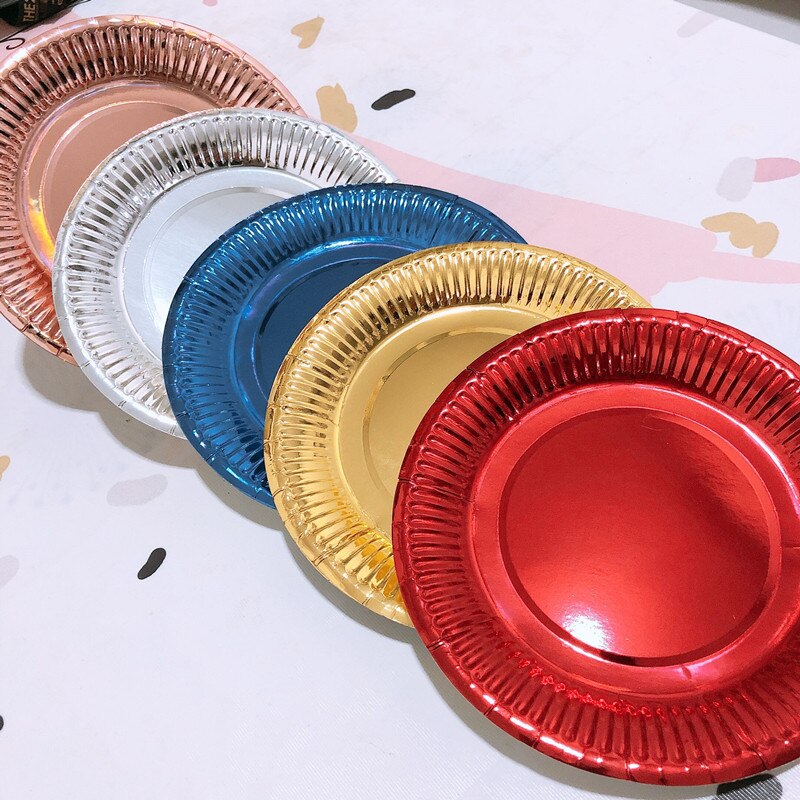 Plato de papel dorado y plateado desechable, suministros de , bandeja de papel para , cena y pastel, 7 y 9 pulgadas, 50 unids/paquete