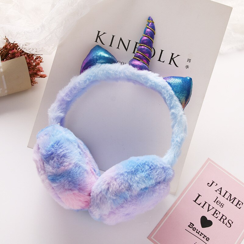 Zima pluszowy jednorożec nauszniki luksusowe merynos ochrona słuchu dla unde tęcza ocieplacze pałąk odkryty nakrycia głowy nauszniki SF83S