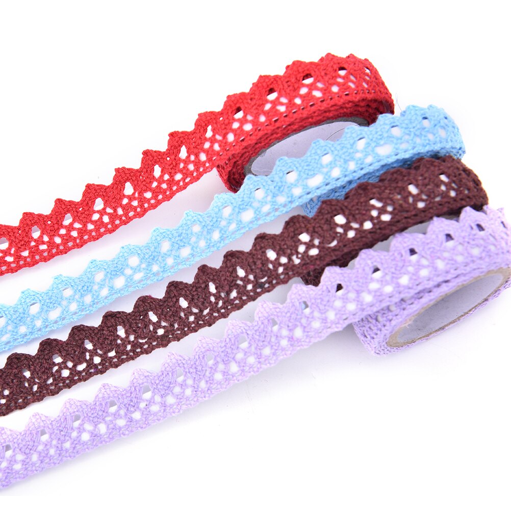 9 Kleuren Katoen Kant Stof Witte Gehaakte Kant Roll Lint Knit Plakband Sticker Craft Decoratie Briefpapier Leveringen 1Pc