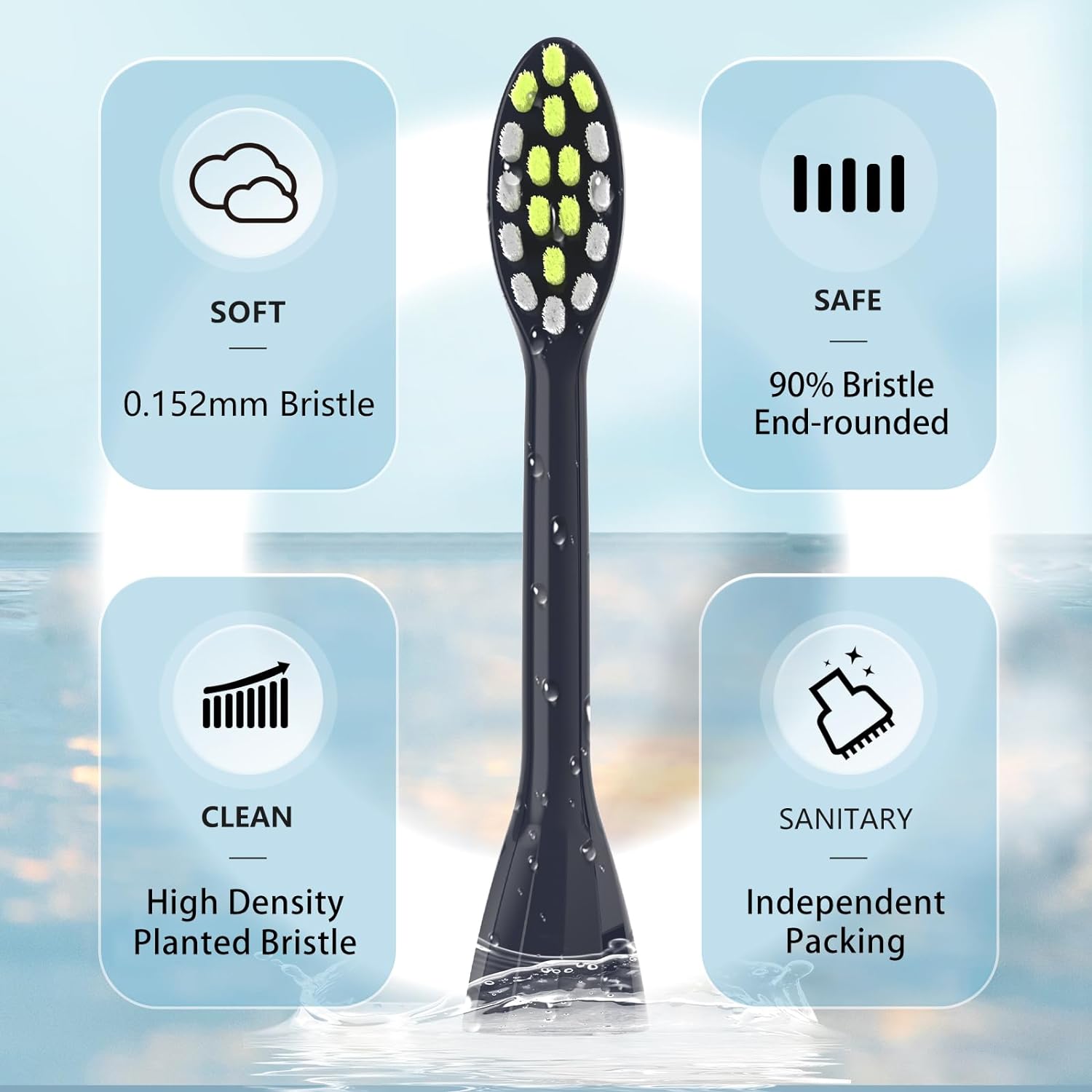 4Pack Replacement Toothbrush Heads Compatible with Ph One Soni care Electric Toothbrush Head HY1100 HY1200 BH1022