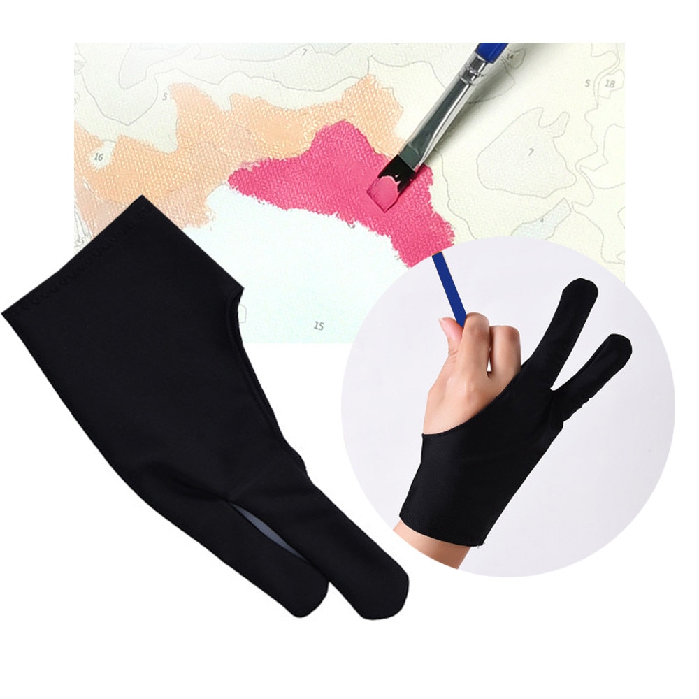 Huacan 1pc antifouling-handske med to fingre til kunstner, der tegner maling med tal tilbehør