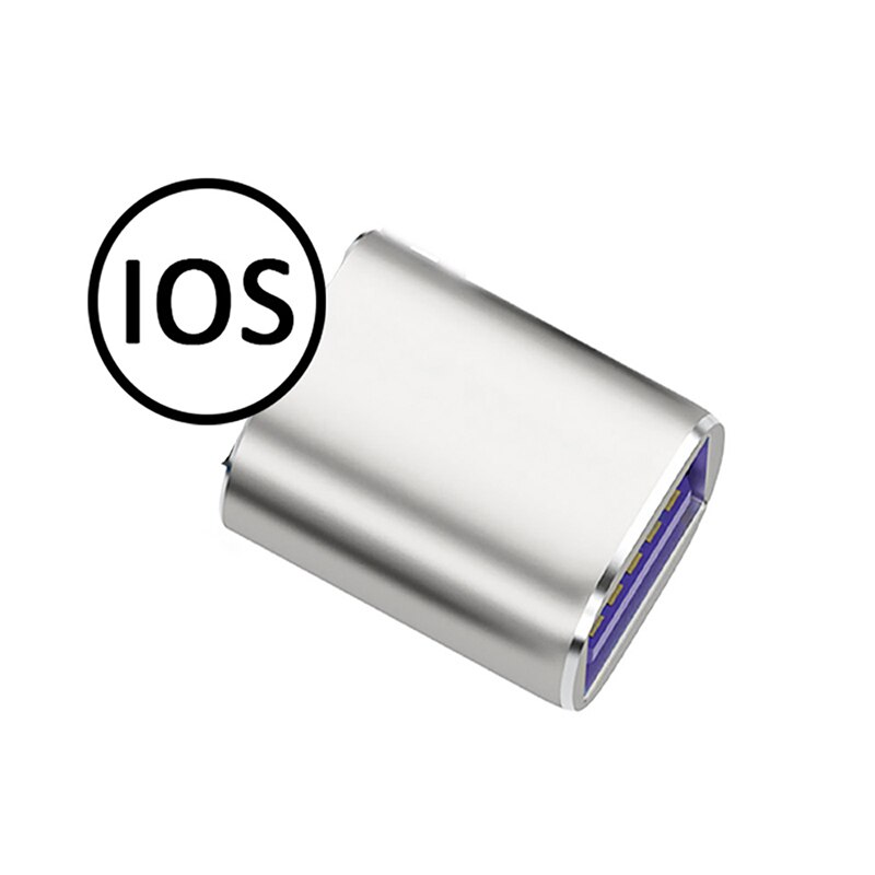 Hembra USB para USB un adaptador de cámara convertidor de datos tarjeta SD de disco U corto OTG para iPhone 12 11 Pro XS MAX XR X 6 6S 7 7 8 Plus: Plata