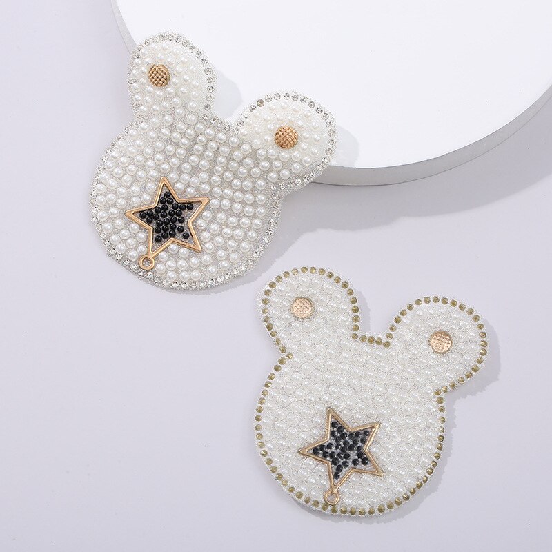 Cartoon Van Gesneden Uit Buiter Bear Figuur Boren Cartoon Sterren Ingebed In De Wind Kleding Gedragen Patches