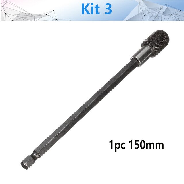 Tournevis à tige hexagonale de 1/4 pouces à dégagement rapide, porte-embout magnétique avec barre d'extension de collier réglable connecteur de 60mm 100mm 150mm: Marron