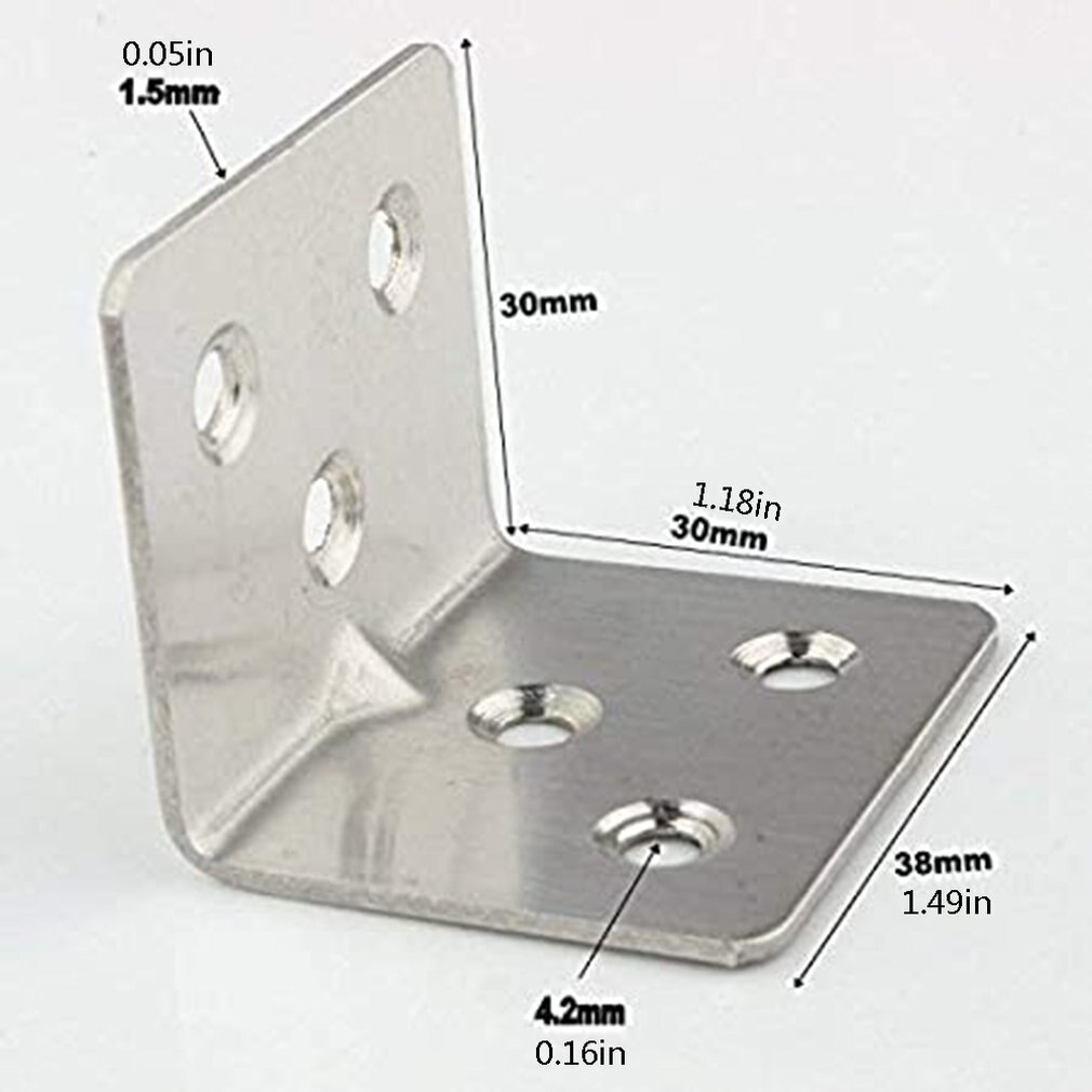 20 pièces en acier inoxydable Angle coin Angle droit Support en métal meubles raccords 90 degrés cadre panneau Support